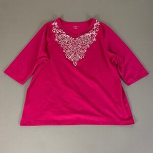 Liz & Me for‎ Catherines Tunic Top Women's 14/16W 0X Plus Size Pink Embellished